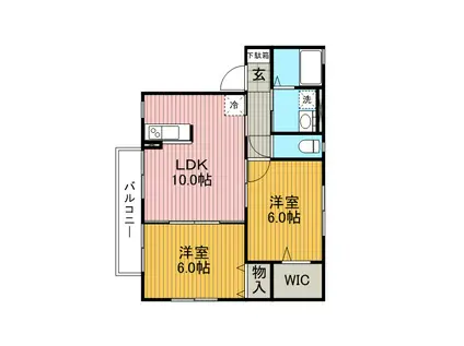 カーサベルデB(2LDK/2階)の間取り写真