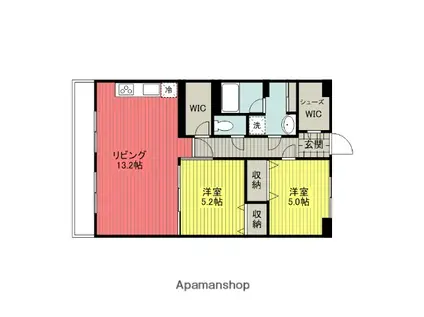 ミライエ原宿南(2LDK/1階)の間取り写真
