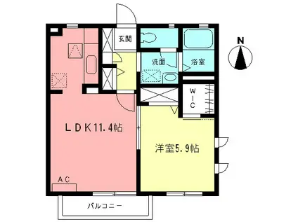 ブリリアD(1LDK/1階)の間取り写真