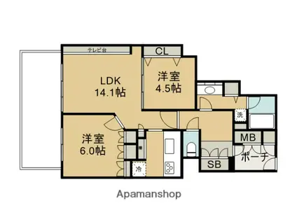 オラリオンサイト3番館(2LDK/16階)の間取り写真