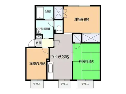 メイプルハイツ(3DK/2階)の間取り写真