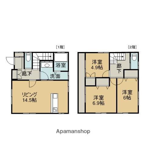 横浜線 淵野辺駅 徒歩11分 2階建 築9年(3LDK)の間取り写真
