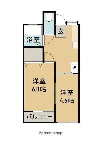 レジデンスパーシモン(2K/2階)の間取り写真
