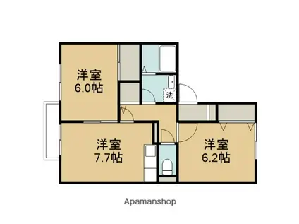 心の参番館(2DK/2階)の間取り写真