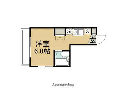 クレセントヒルズ(1K/3階)の間取り写真