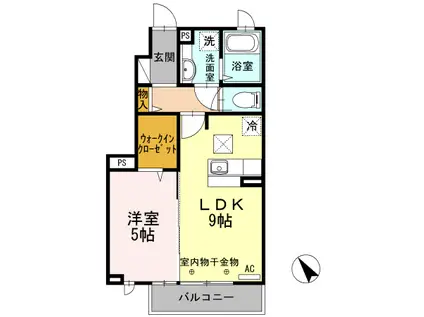 セジュールコトCDD(1LDK/1階)の間取り写真