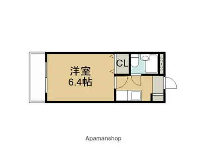 ロイヤルハイツ堀之内(1K/1階)の間取り写真