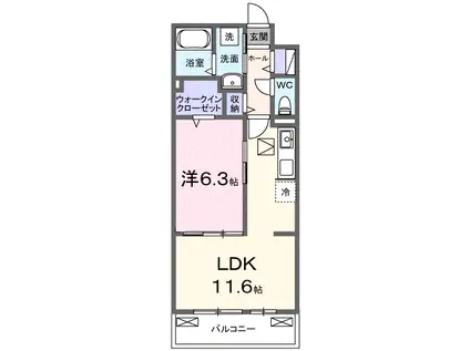 アウラティエ(1LDK/1階)の間取り写真