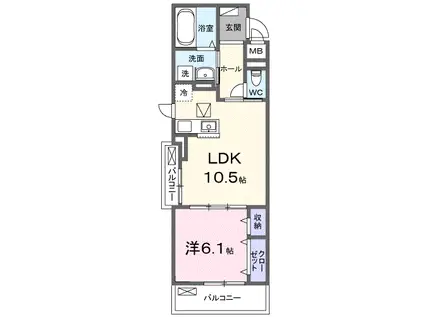 アウラティエ(1LDK/1階)の間取り写真