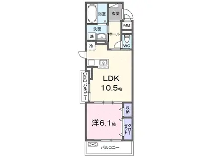 アウラティエ(1LDK/2階)の間取り写真