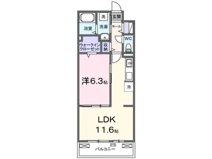 アウラティエ(1LDK/2階)の間取り写真