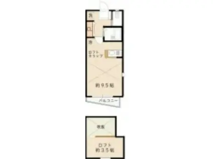 ピュアストリーム・ソフィー(1K/2階)の間取り写真