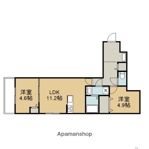 ラ・フレーズ橋本(2LDK/3階)の間取り写真