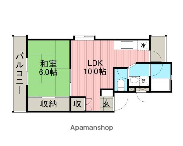 南林間グランドハイツ(1LDK/2階)の間取り写真