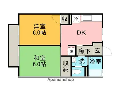 ラ・セジュールUG(2DK/1階)の間取り写真