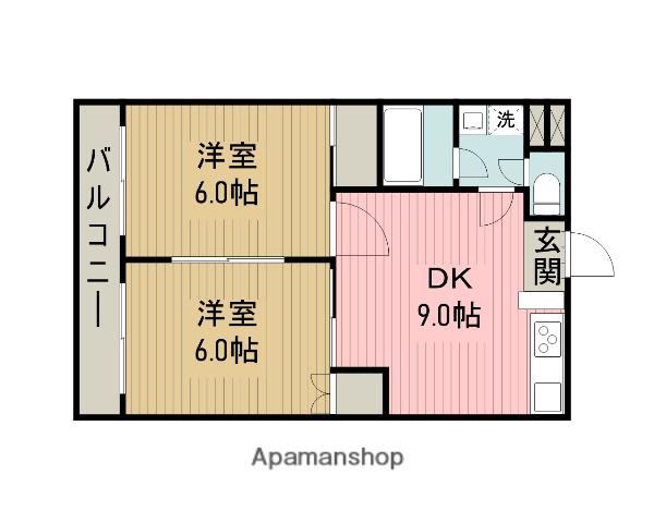 フラット福寿第6(2DK/3階)の間取り写真
