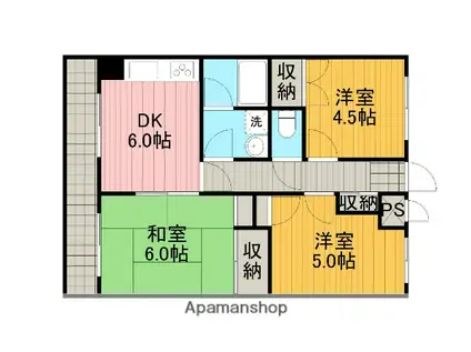 エクセルハイツヤマネⅡ(3DK/1階)の間取り写真