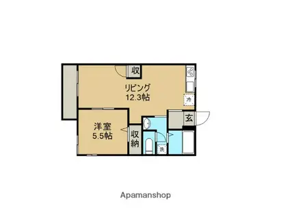 カルミア相模原(1LDK/1階)の間取り写真