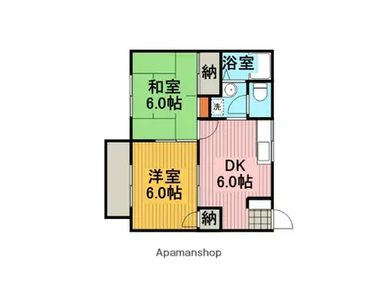 シュガーハイツ(2DK/2階)の間取り写真