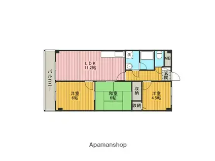 グランドランド(3LDK/3階)の間取り写真