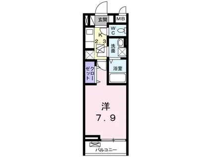 ラッフィナ-トⅢ(1K/1階)の間取り写真