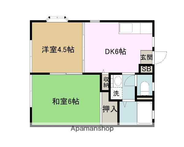 グリーンハイツ A(2DK/2階)の間取り写真
