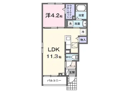 レフィナード(1LDK/1階)の間取り写真