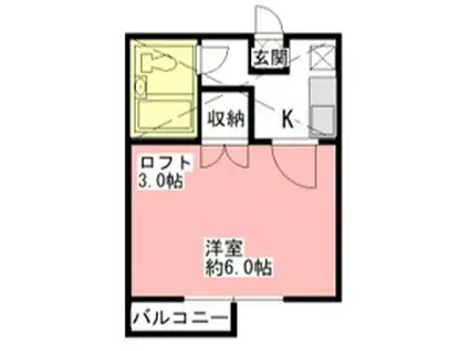 ユタカハイツ相模台(1K/1階)の間取り写真