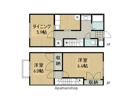 相模線 下溝駅 徒歩10分 2階建 築29年(2DK/1階)の間取り写真