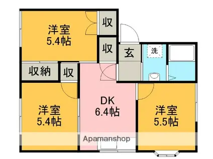 ルノアール横山(3DK/1階)の間取り写真