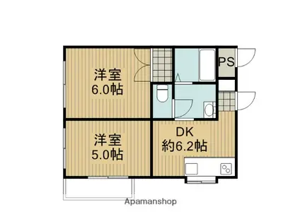 ワコーレ矢部(2DK/1階)の間取り写真