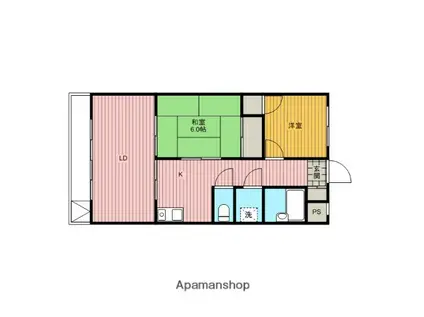 平マンション(2LDK/2階)の間取り写真