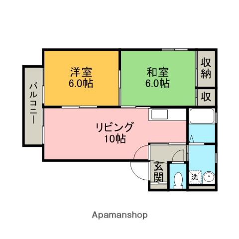 ファミールⅡ(2LDK/2階)の間取り写真