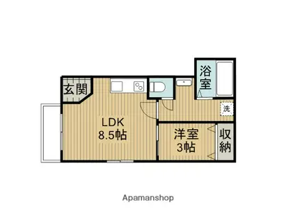 シエルクレアS(1LDK/1階)の間取り写真
