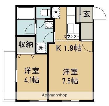 セピアコートⅢ(1LDK/1階)の間取り写真