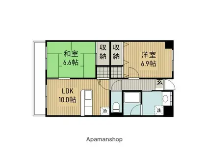 ジュイール鵜ノ森 東棟(2LDK/4階)の間取り写真
