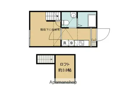 オークウッド多摩境(1K/2階)の間取り写真