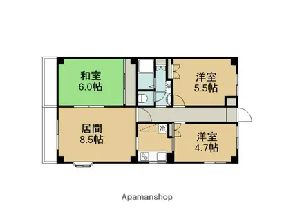 大建マンション(3DK/2階)の間取り写真