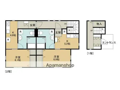 横山5丁目ハイツ(2K/2階)の間取り写真
