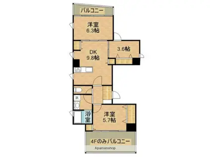 EKTARⅡ(2SDK/8階)の間取り写真