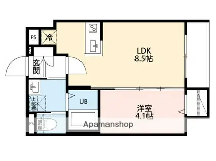 LUNA COURT(1LDK/2階)の間取り写真