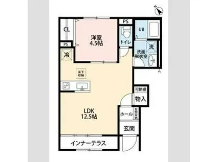 リーブルファイン相模原中央区中央(1LDK/1階)の間取り写真