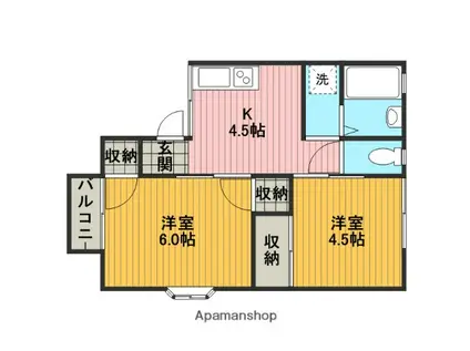 シティハイツエル(2K/2階)の間取り写真