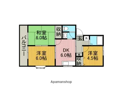 パステルコートK1(3DK/1階)の間取り写真
