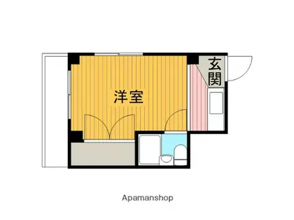 小田急電鉄小田原線 相模大野駅 徒歩4分 5階建 築41年(ワンルーム/3階)の間取り写真