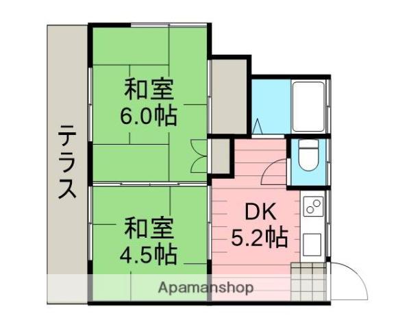コスモパルⅡ(2DK/1階)の間取り写真