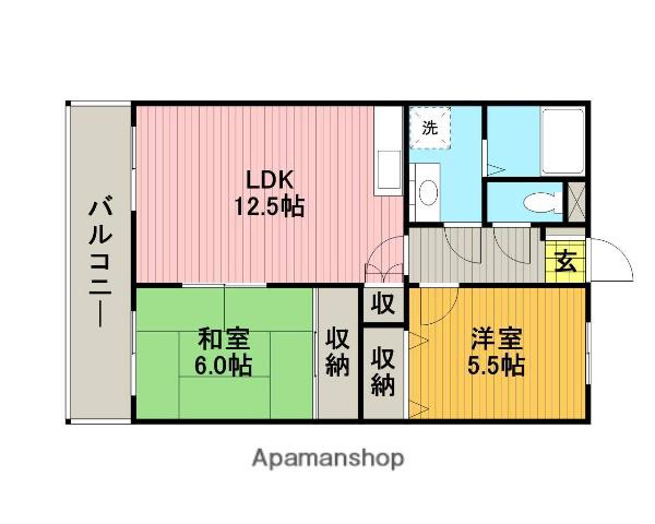 F・アビタシオン(2LDK/4階)の間取り写真