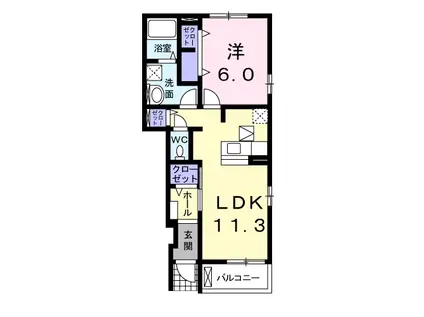 セレノひばりが丘Ⅰ(1LDK/1階)の間取り写真