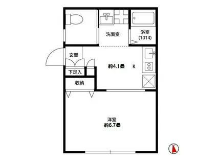アムールリベラ(1K/1階)の間取り写真