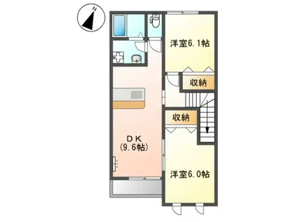ファインハイムSATO Ⅱ(2LDK/2階)の間取り写真